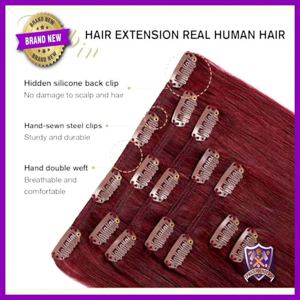 16 Inch Clip In Human Hair Extensions 70g 7pc Silky Straight Remy